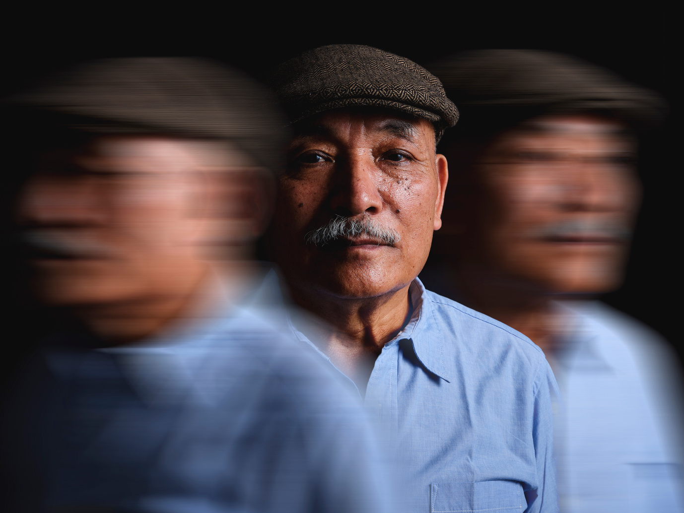 Portrait of a Man with Motion Blur